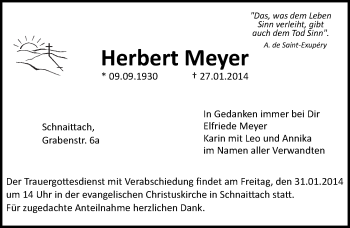 Traueranzeige von Herbert Meyer von Pegnitz-Zeitung